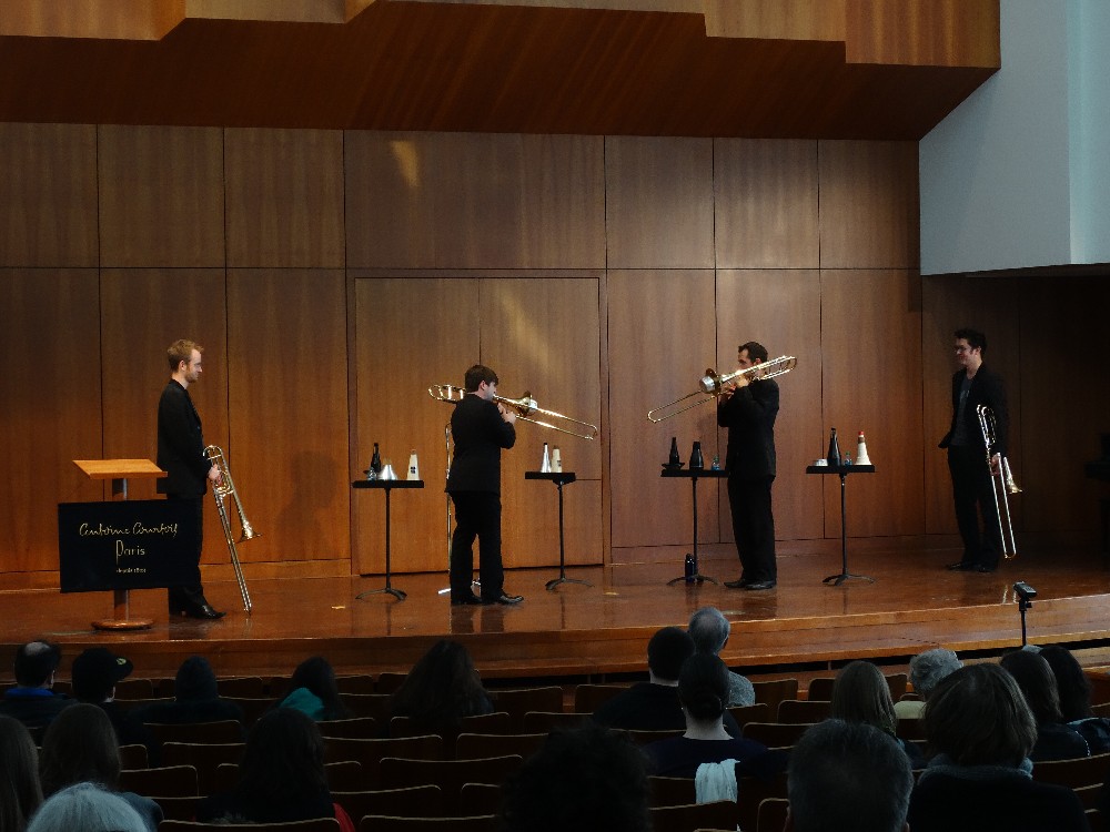Recital photo of Maniacal 4 trombone quartet